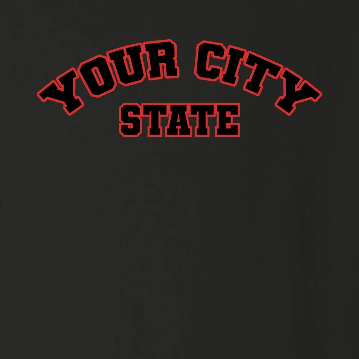 Custom Personalized College City and State Block Letter Toddler Long Sleeve Shirt - Front - Close-up