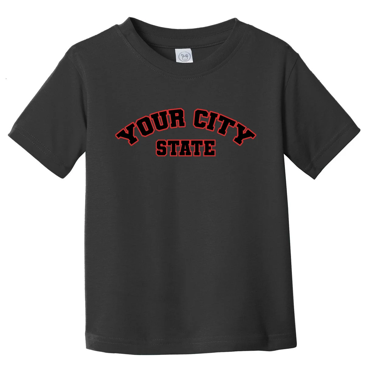 Custom Personalized College City and State Block Letter Toddler T-Shirt - Front