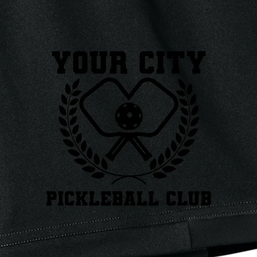 Custom Pickleball Club Team Personalized City Name Kids Shorts - Front - Close-up