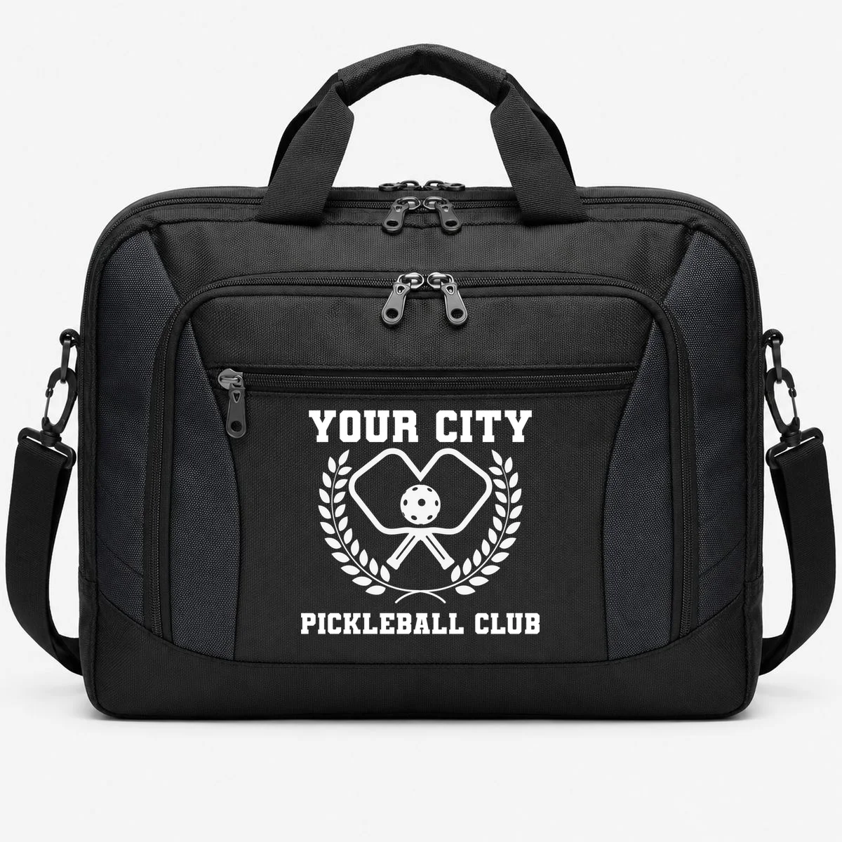 Custom Pickleball Club Team Personalized City Name Briefcase - Front