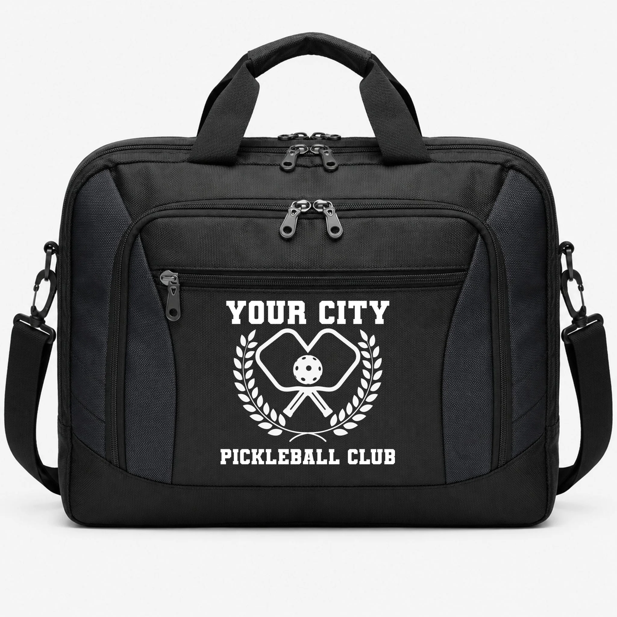 Custom Pickleball Club Team Personalized City Name Briefcase - Front