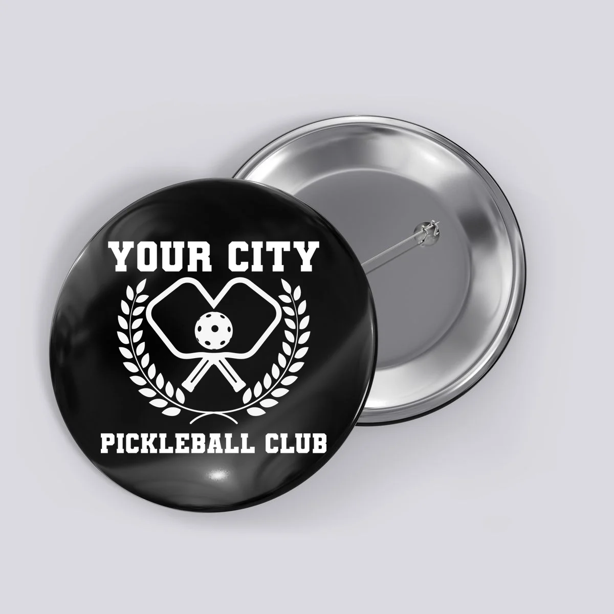 Custom Pickleball Club Team Personalized City Name Button - Front
