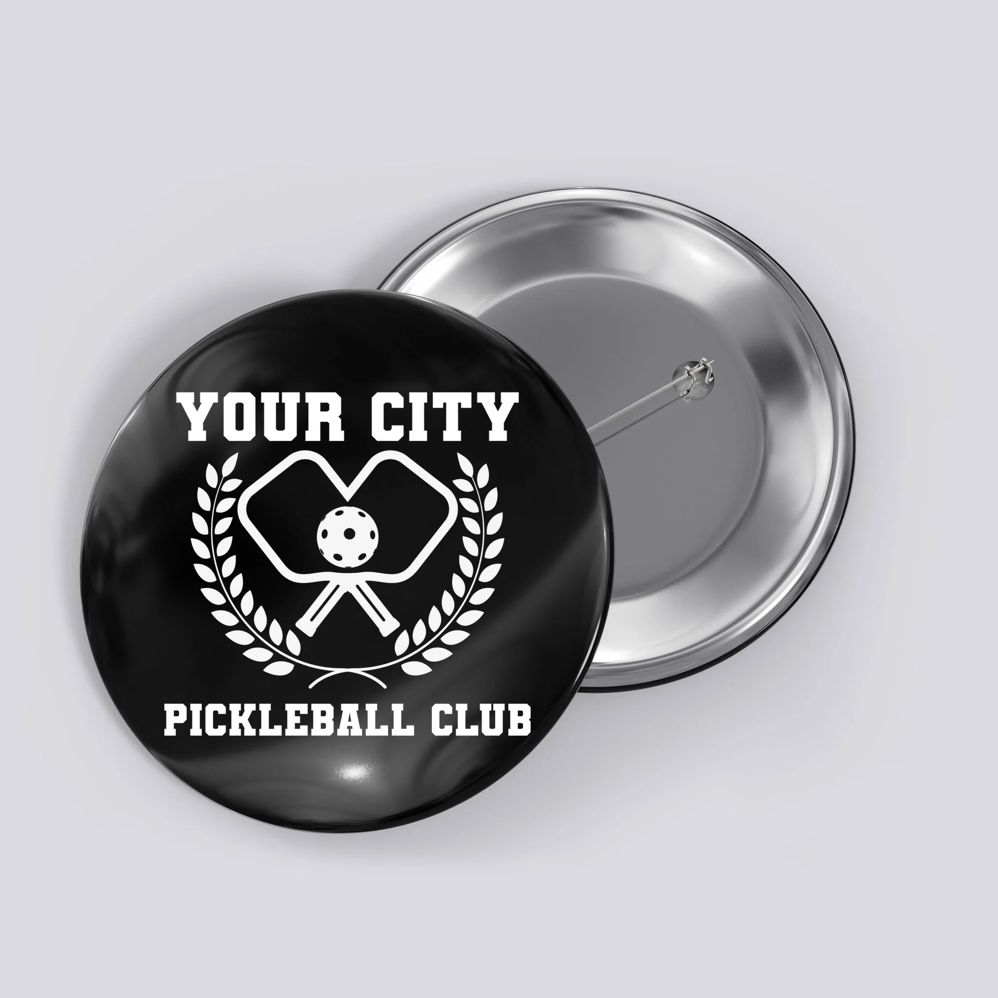 Custom Pickleball Club Team Personalized City Name Button - Front