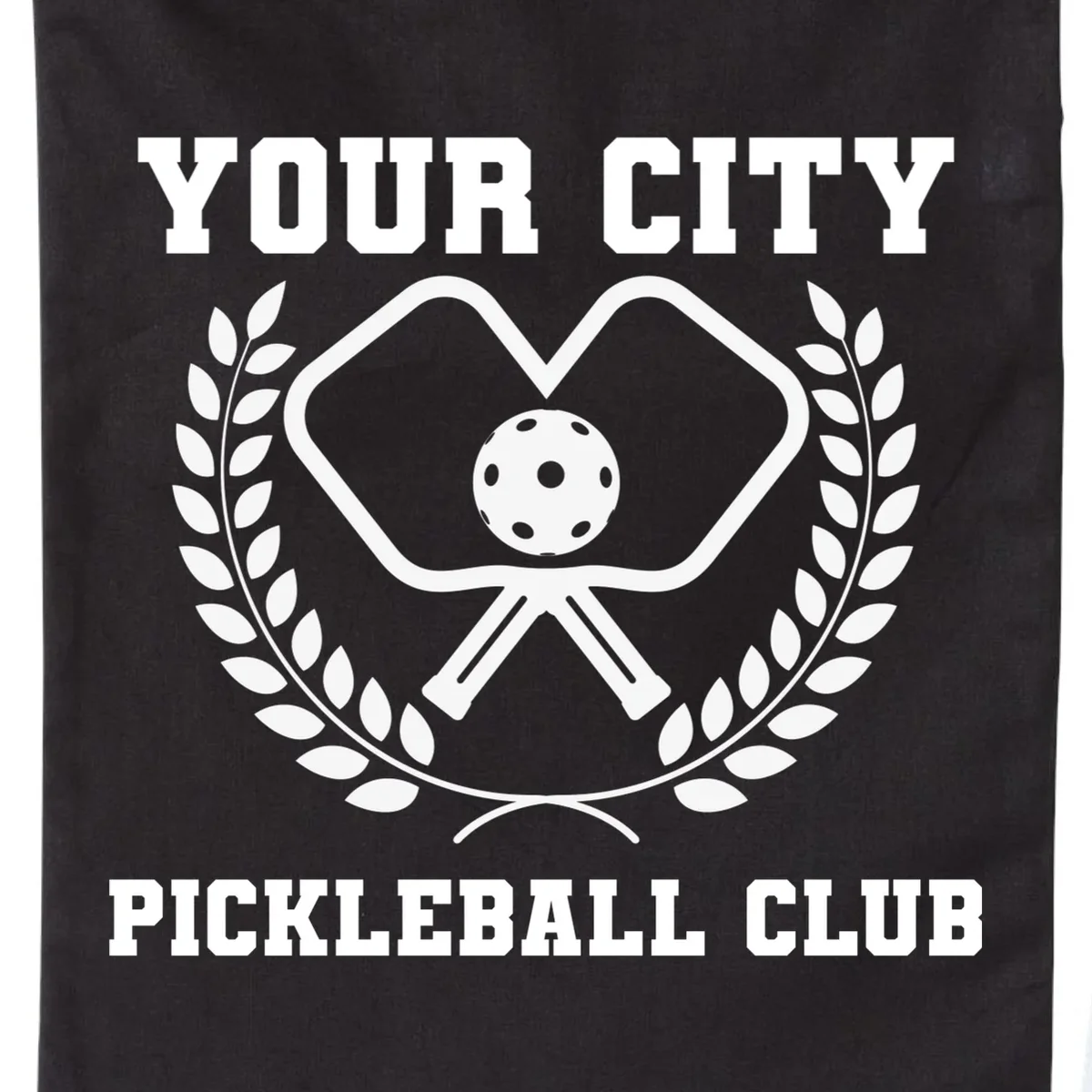 Custom Pickleball Club Team Personalized City Name Drawstring Bag - Front - Close-up