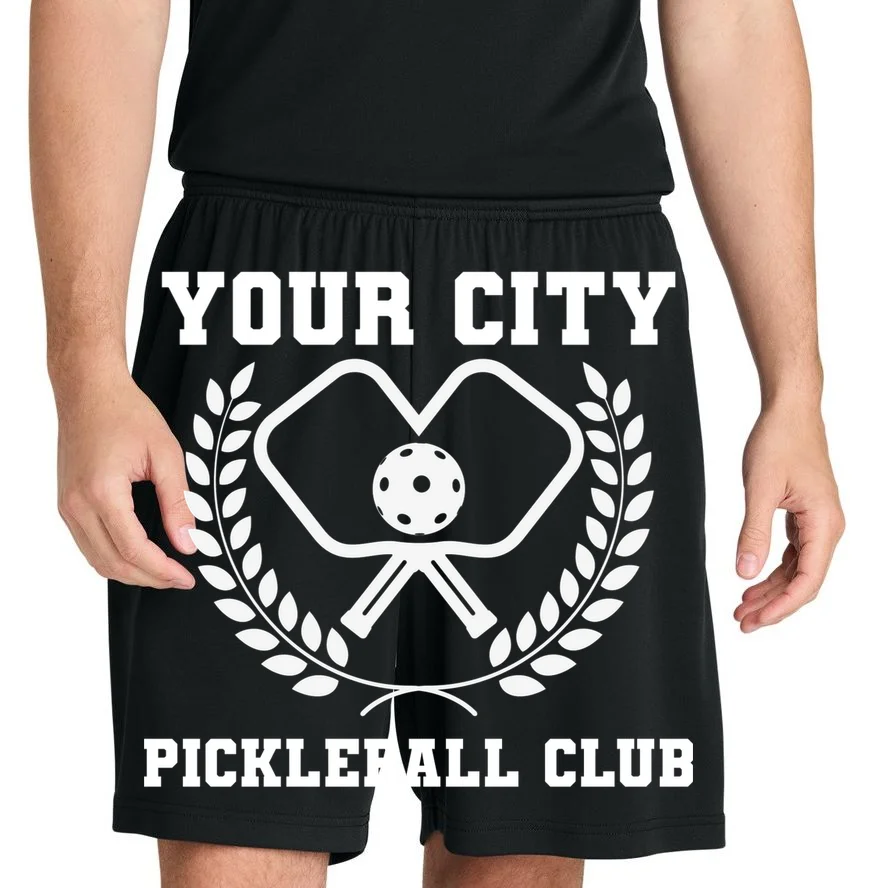 Custom Pickleball Club Team Personalized City Name Men's Shorts - Front 1