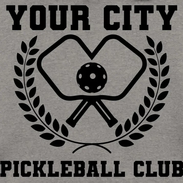 Custom Pickleball Club Team Personalized City Name Men's Hoodie - Front - Close-up