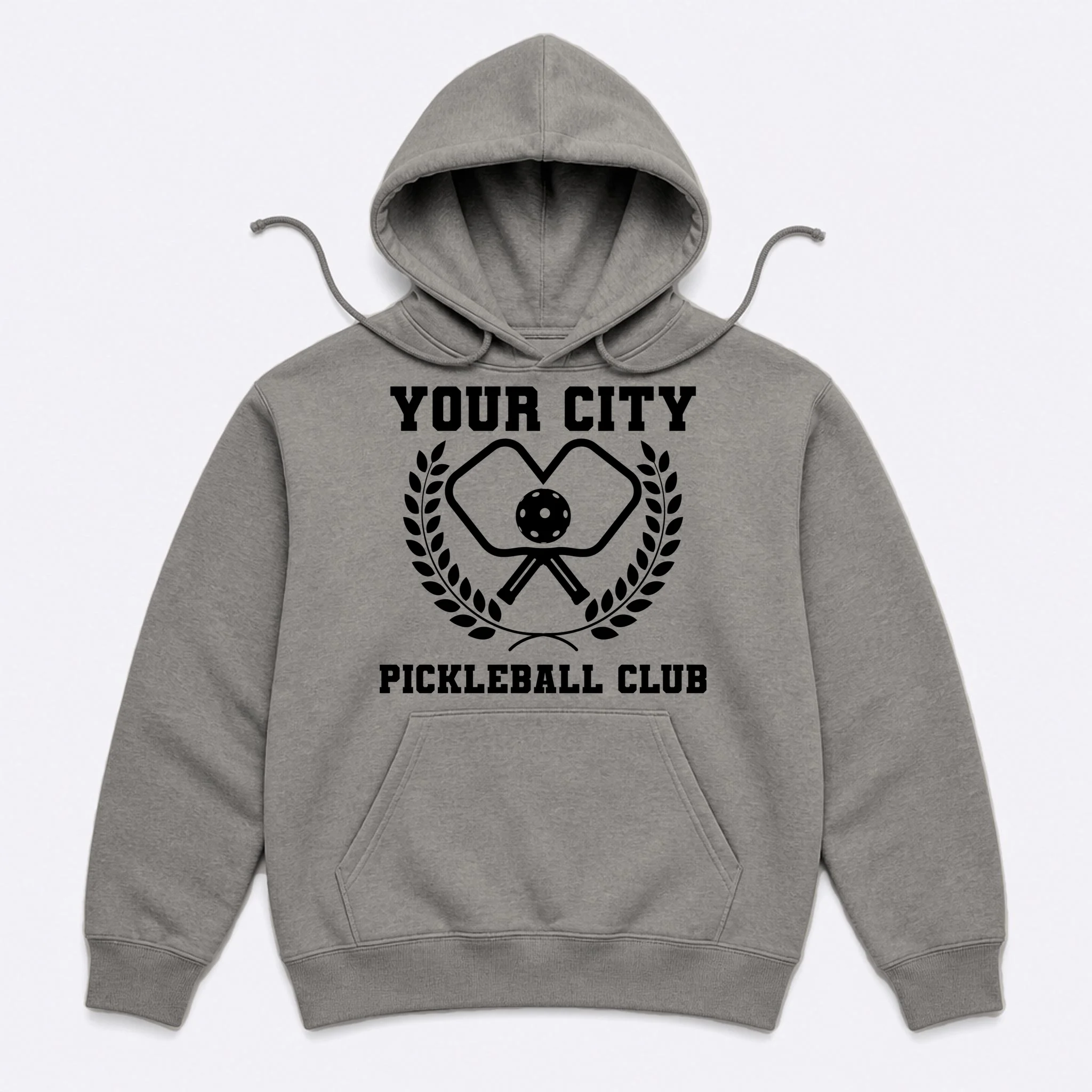 Custom Pickleball Club Team Personalized City Name Men's Hoodie - Front