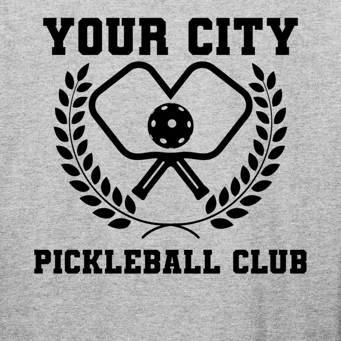 Custom Pickleball Club Team Personalized City Name Men's Long Sleeve Shirt - Front - Close-up