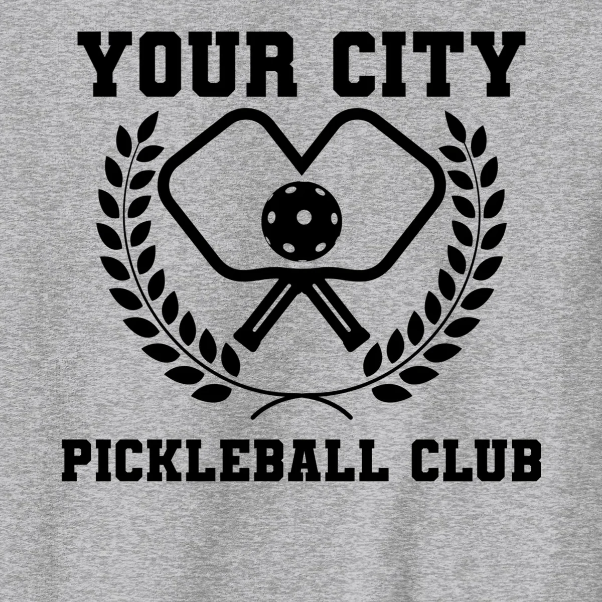 Custom Pickleball Club Team Personalized City Name Men's Sweatshirt - Front - Close-up