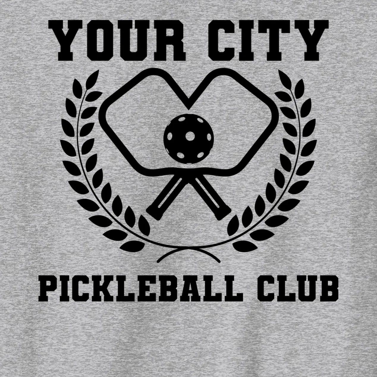 Custom Pickleball Club Team Personalized City Name Men's Sweatshirt - Front - Close-up