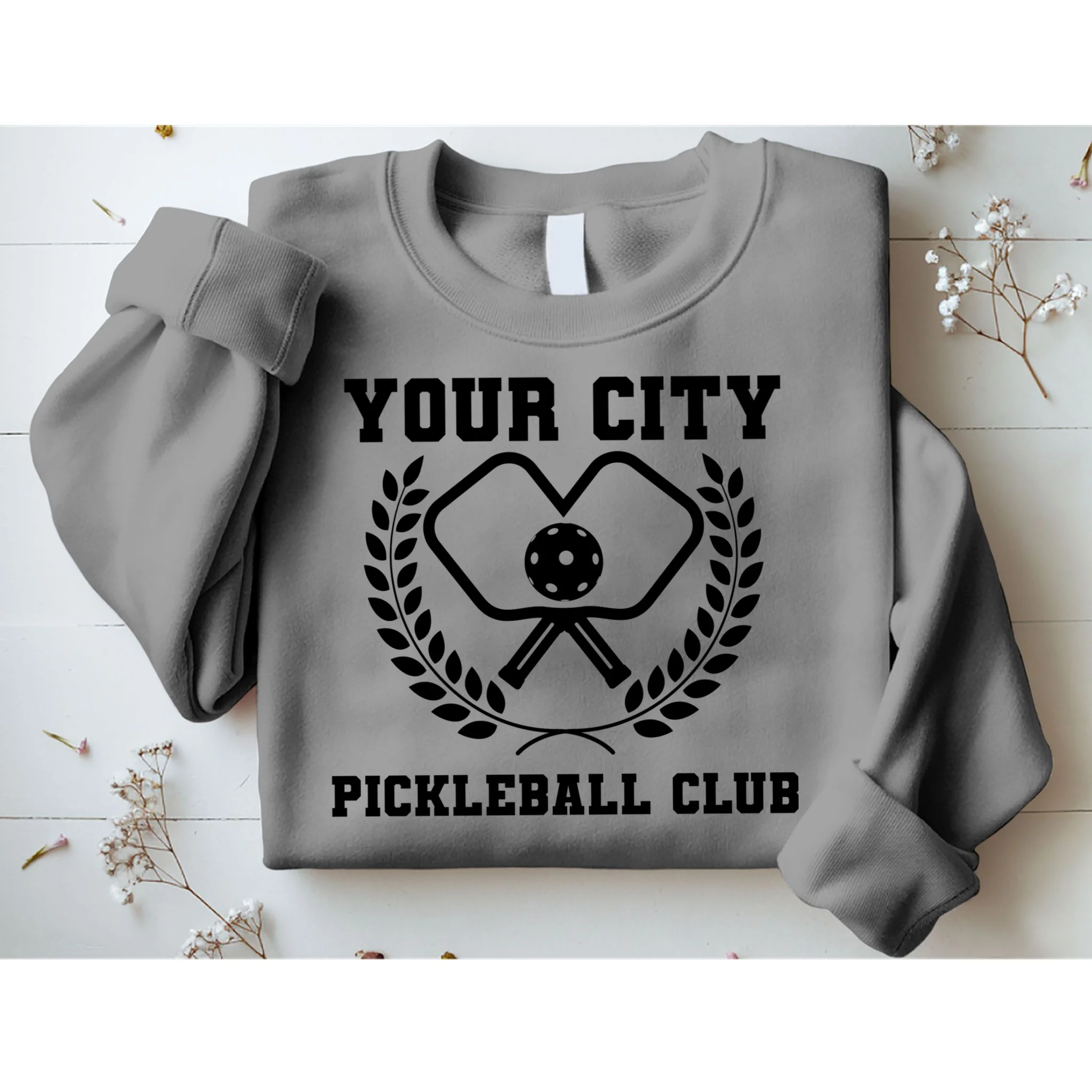 Custom Pickleball Club Team Personalized City Name Men's Sweatshirt - Front 1