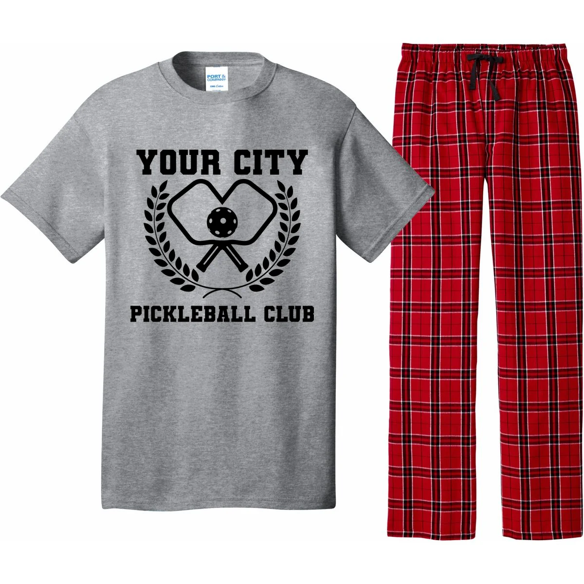 Custom Pickleball Club Team Personalized City Name Pajama Set - Front