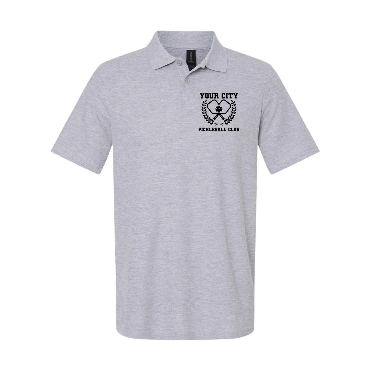 Custom Pickleball Club Team Personalized City Name Men's Polo - Front