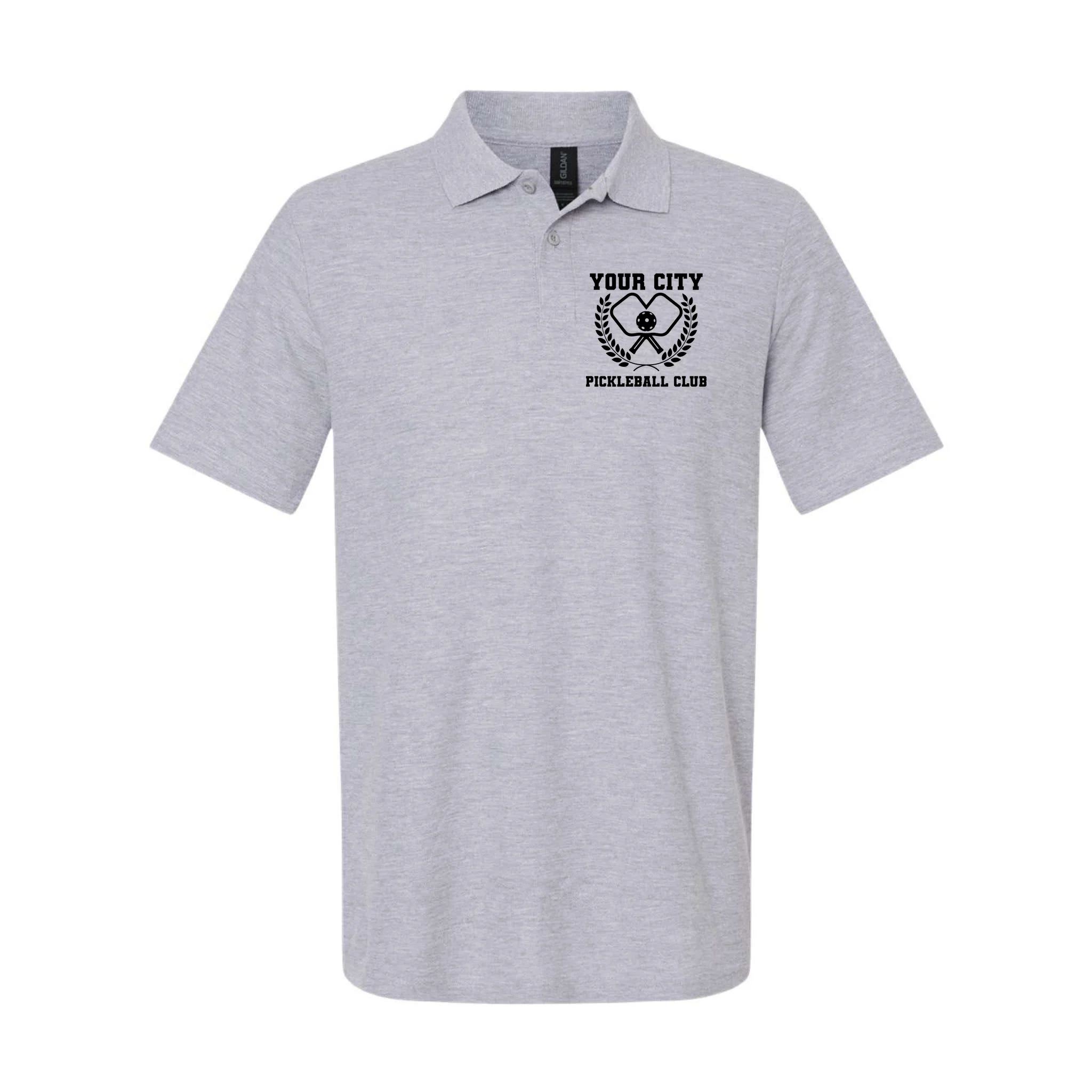 Custom Pickleball Club Team Personalized City Name Men's Polo - Front