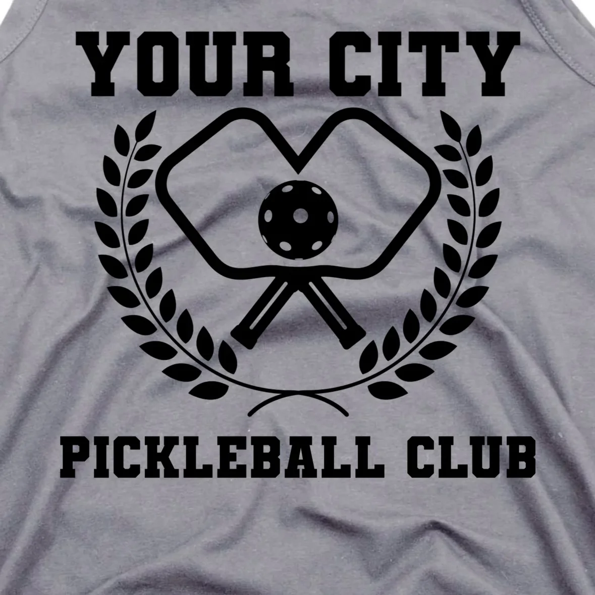Custom Pickleball Club Team Personalized City Name Men's Tank Top - Front - Close-up