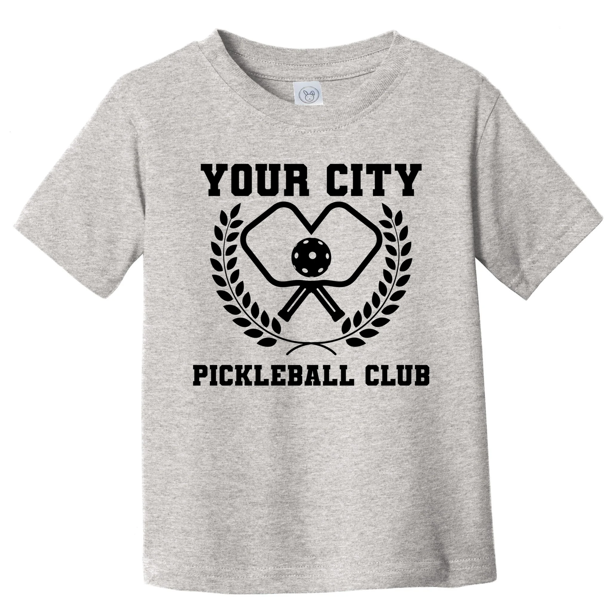 Custom Pickleball Club Team Personalized City Name Toddler T-Shirt - Front