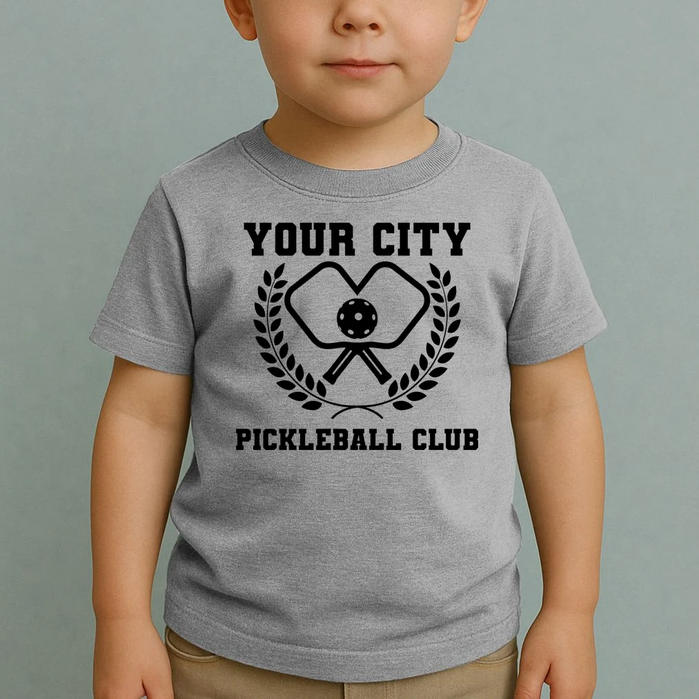 Custom Pickleball Club Team Personalized City Name Toddler T-Shirt - Front 1