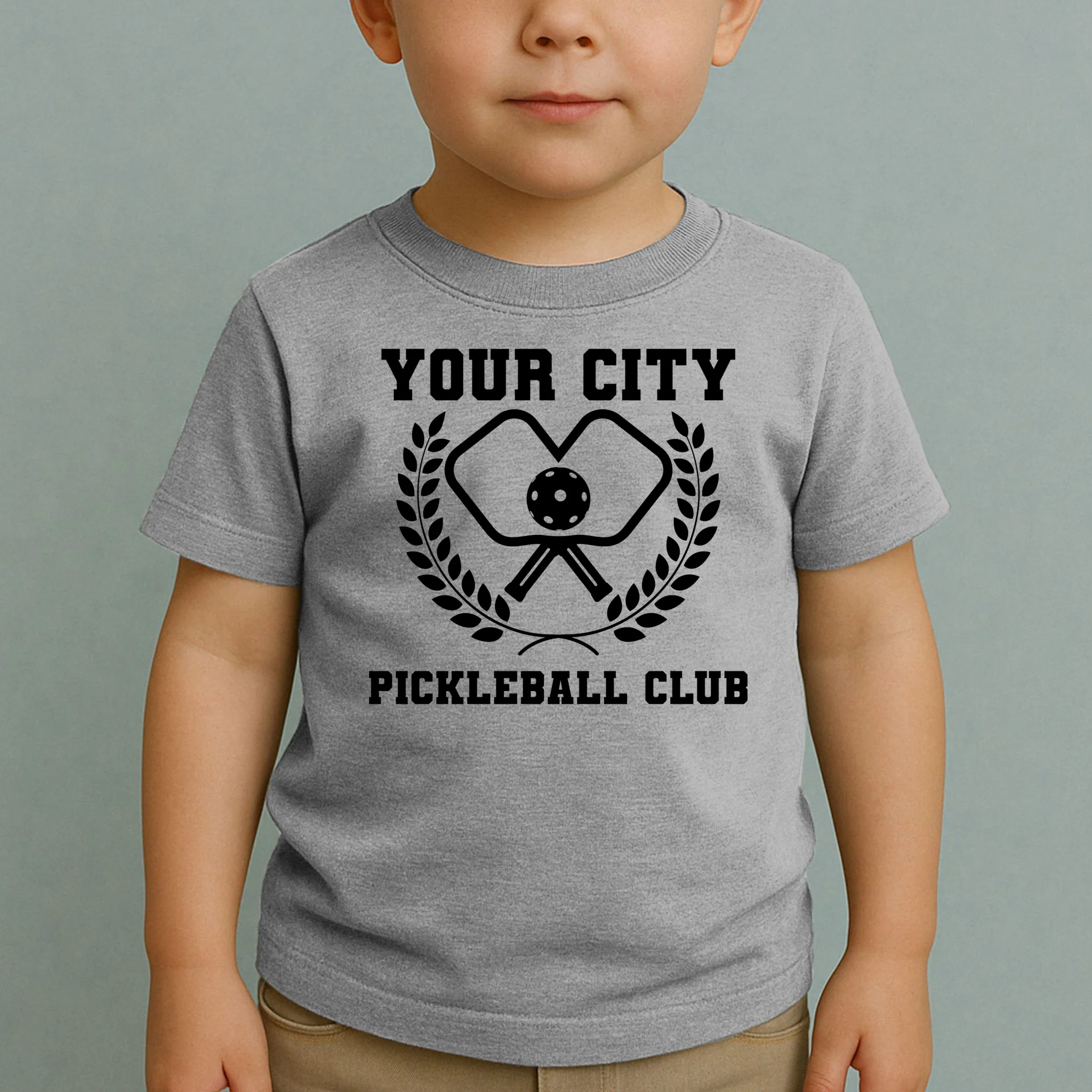 Custom Pickleball Club Team Personalized City Name Toddler T-Shirt - Front 1
