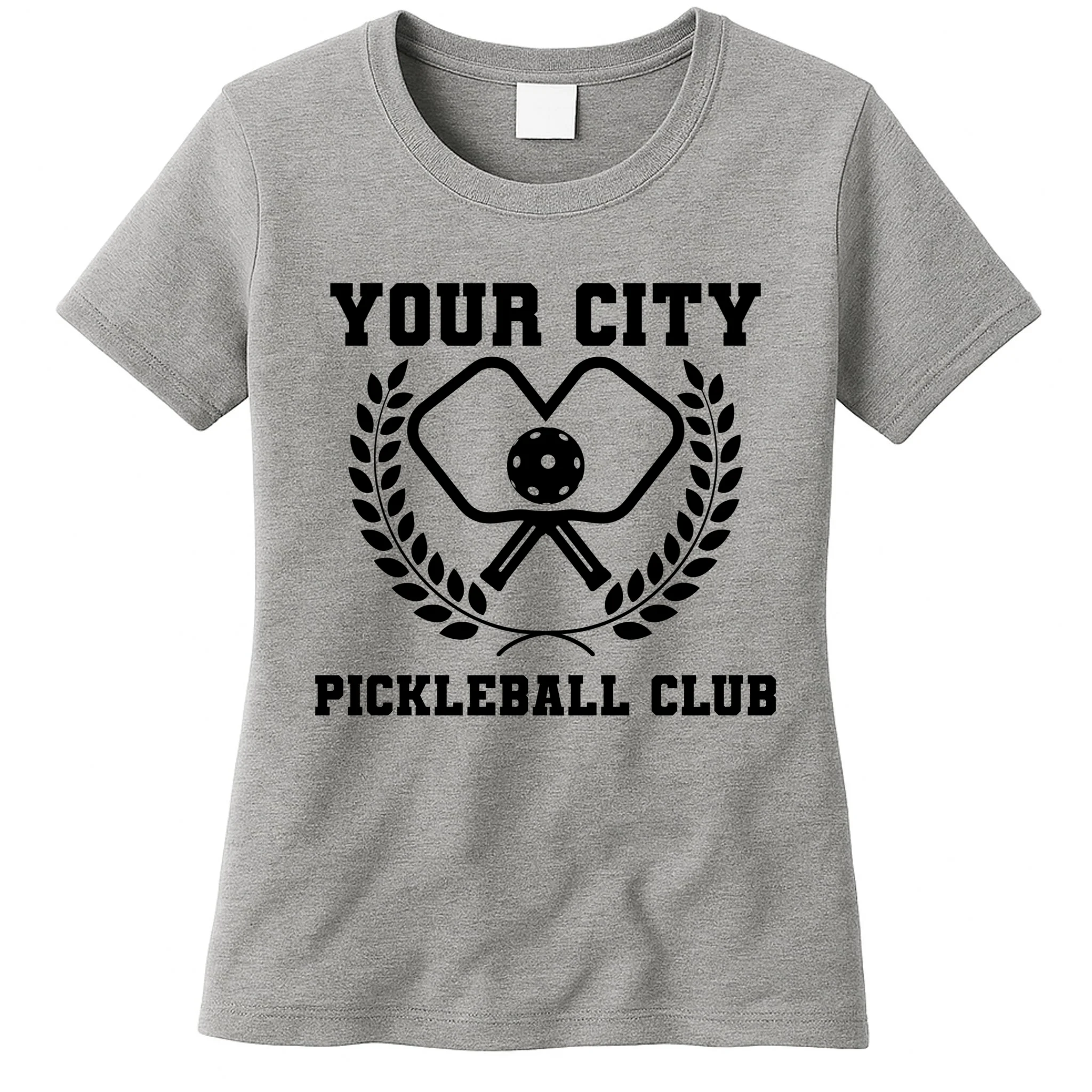 Custom Pickleball Club Team Personalized City Name Women's T-Shirt - Front