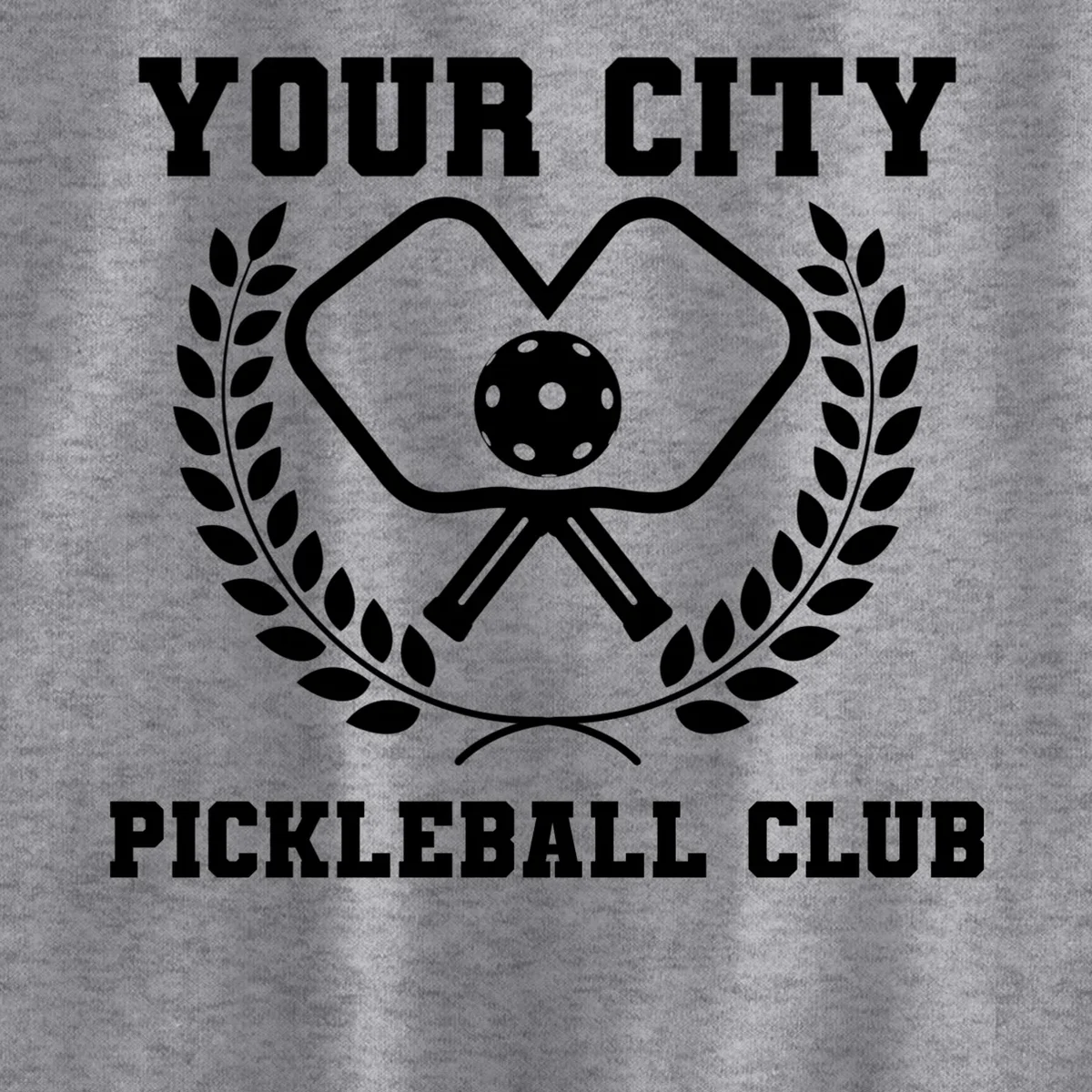 Custom Pickleball Club Team Personalized City Name Kids Sweatshirt - Front - Close-up