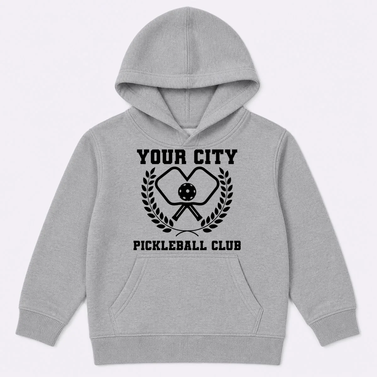 Custom Pickleball Club Team Personalized City Name Kids Hoodie - Front