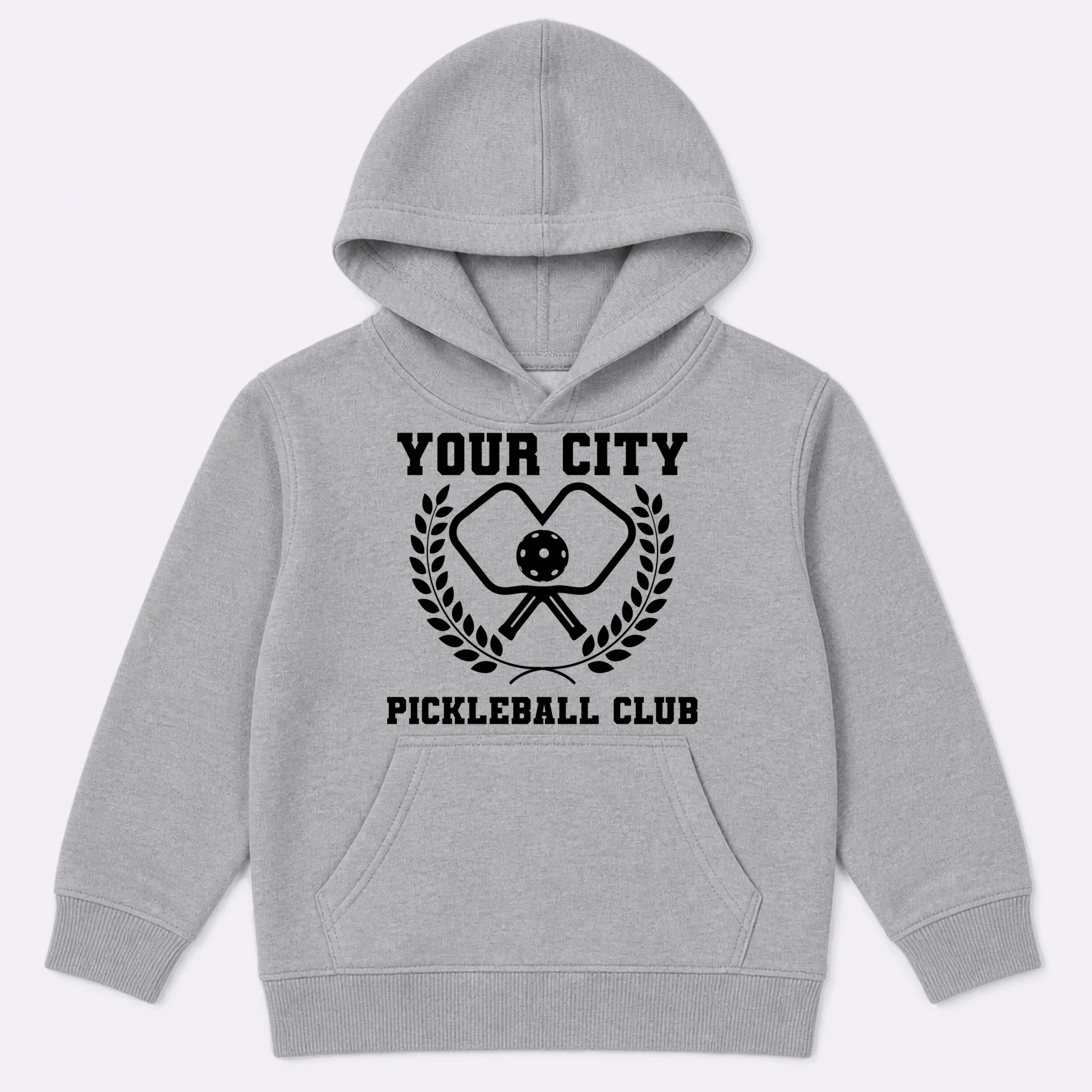 Custom Pickleball Club Team Personalized City Name Kids Hoodie - Front