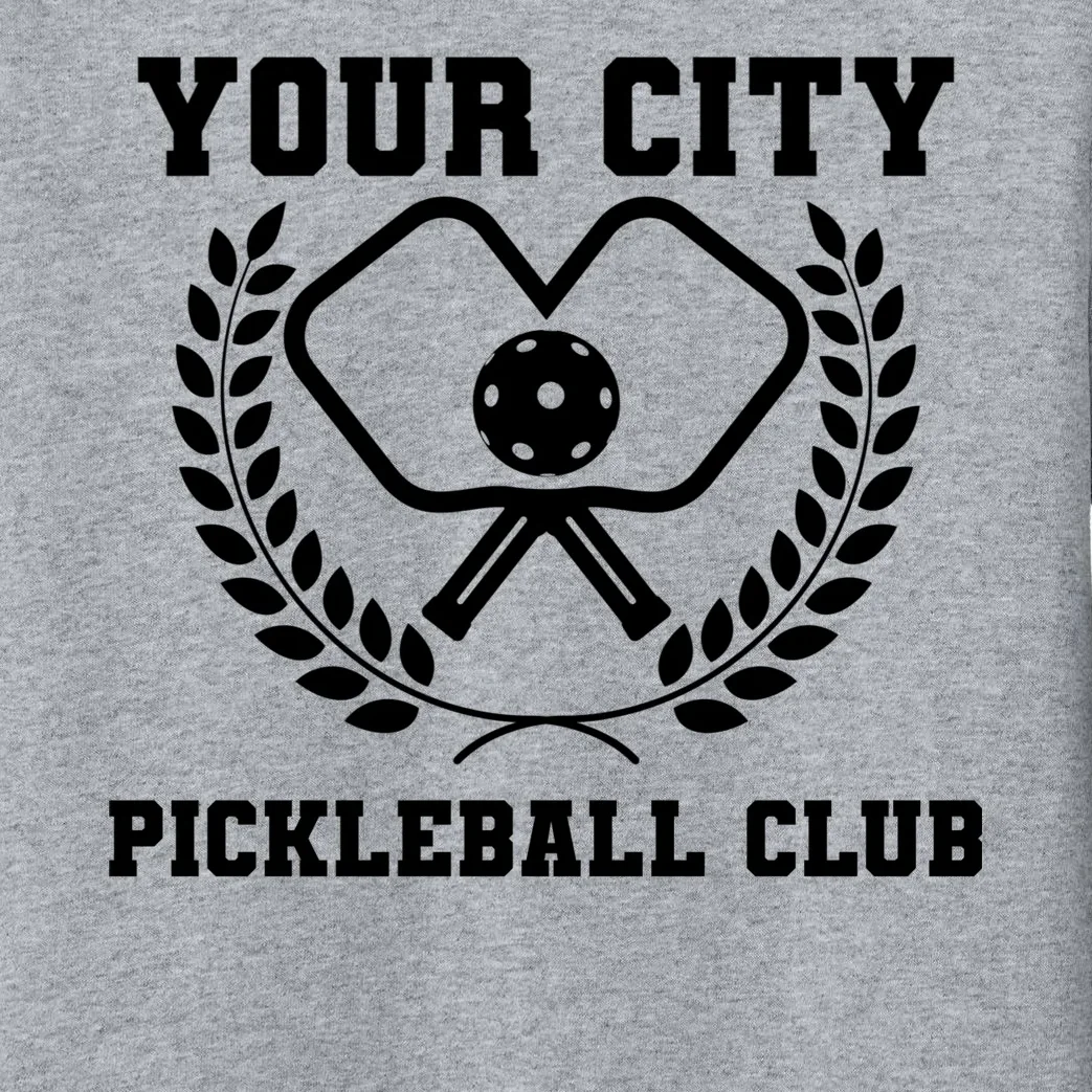 Custom Pickleball Club Team Personalized City Name Kids Long Sleeve Pajamas - Front - Close-up