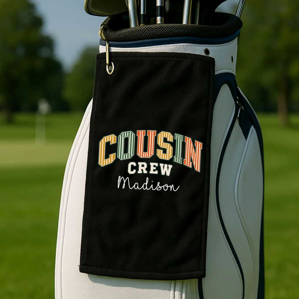 Custom Cousin Crew Shirt- Personalized Matching Cousin Shirts - Family Reunion Tee Golf Towel - Front 2