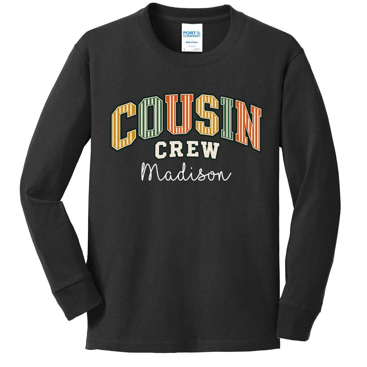 Custom Cousin Crew Shirt- Personalized Matching Cousin Shirts - Family Reunion Tee Kids Long Sleeve Shirt - Front