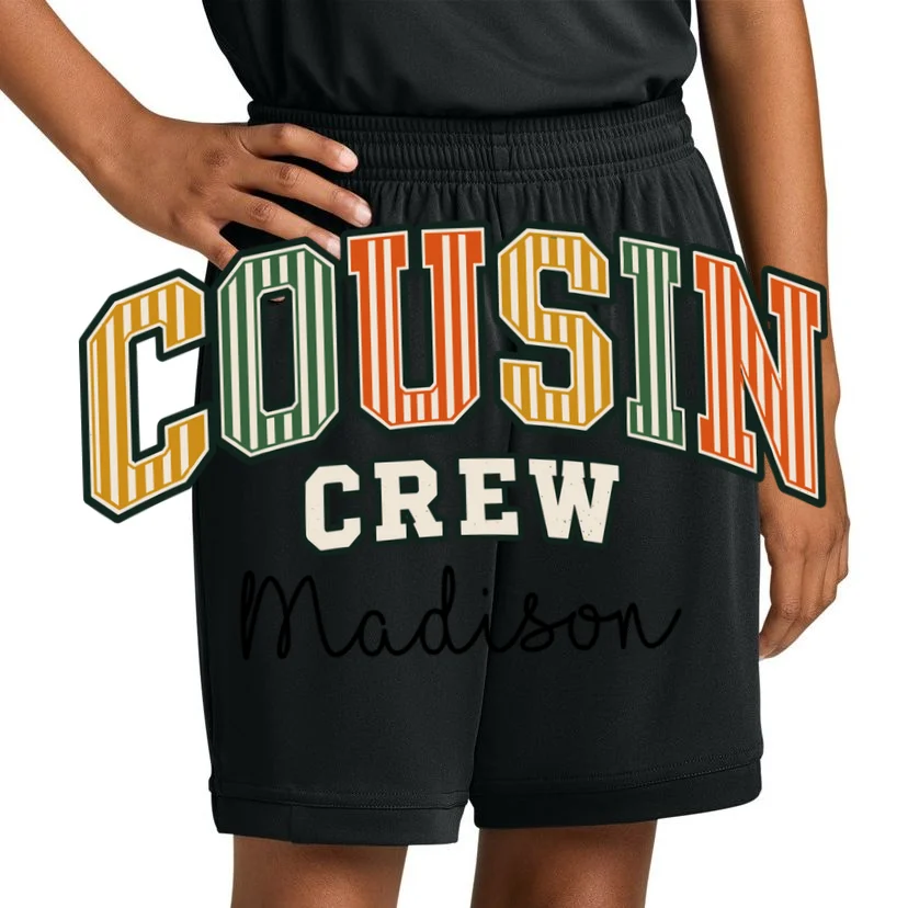 Custom Personalized Cousin Crew Kids Shorts - Front 1