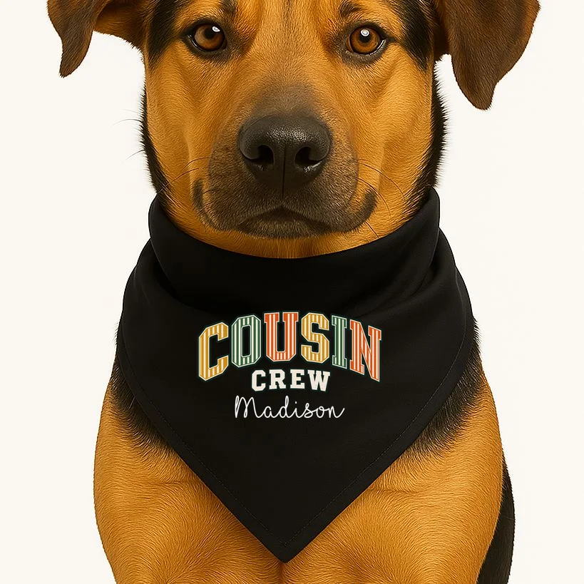 Custom Personalized Cousin Crew Dog Bandana - Front 1