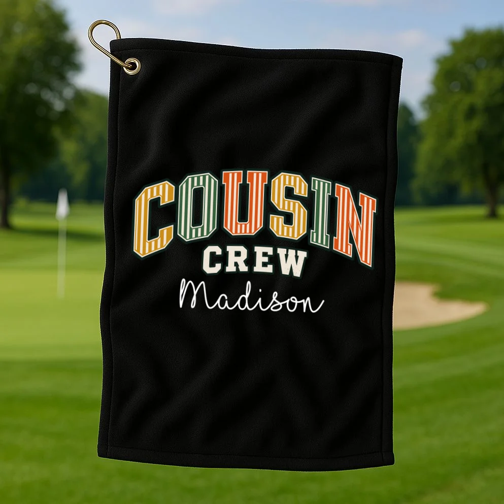 Custom Personalized Cousin Crew Golf Towel - Front 1