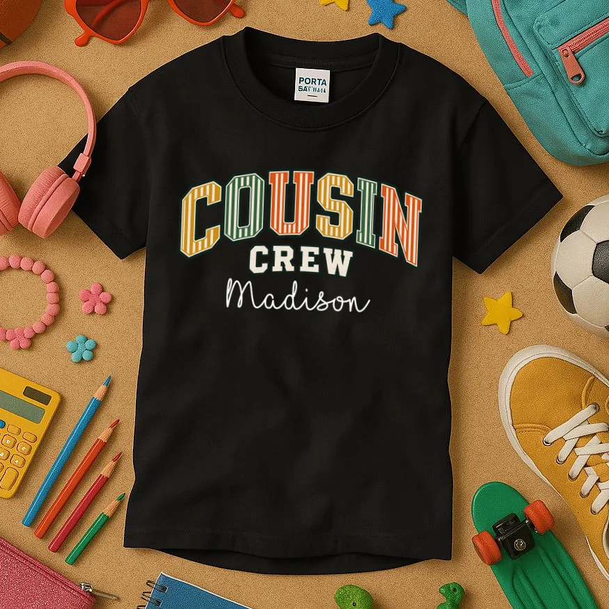 Custom Personalized Cousin Crew Kids T-Shirt - Front 2