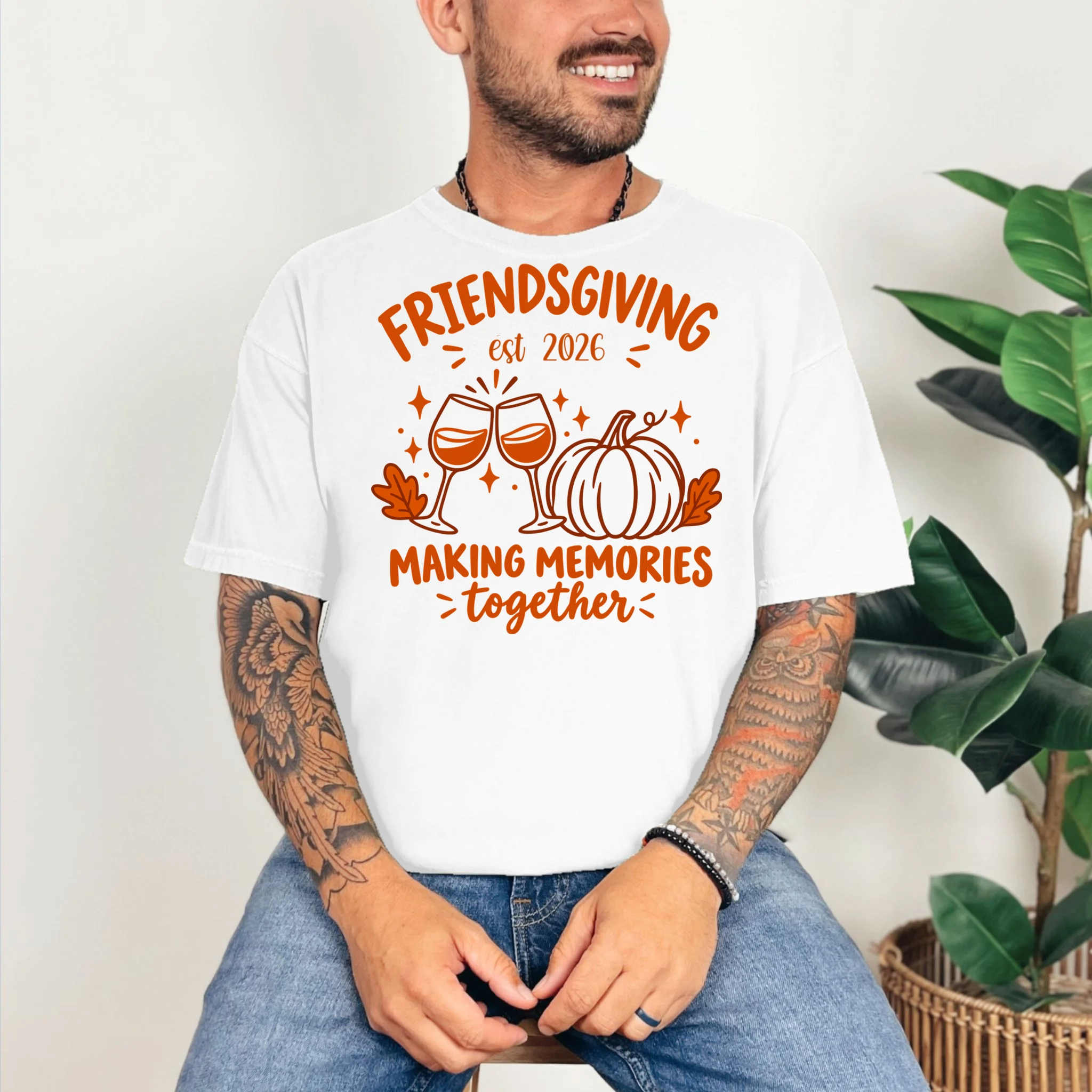 Custom Friendsgiving Shirt - Personalized Friendsgiving Crew Comfort Colors Unisex T-Shirt - Front 2