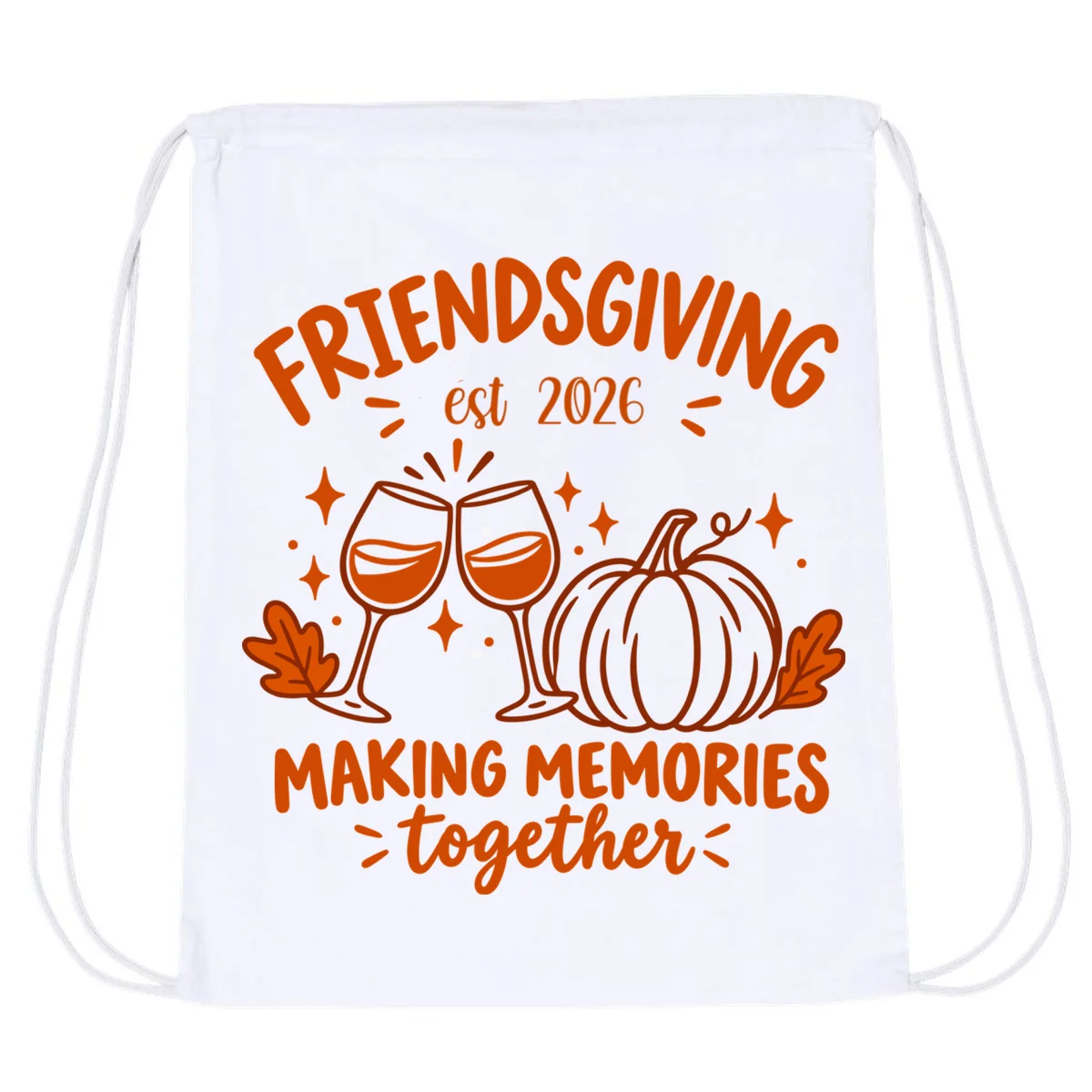 Custom Friendsgiving Shirt - Personalized Friendsgiving Crew Drawstring Bag - Front