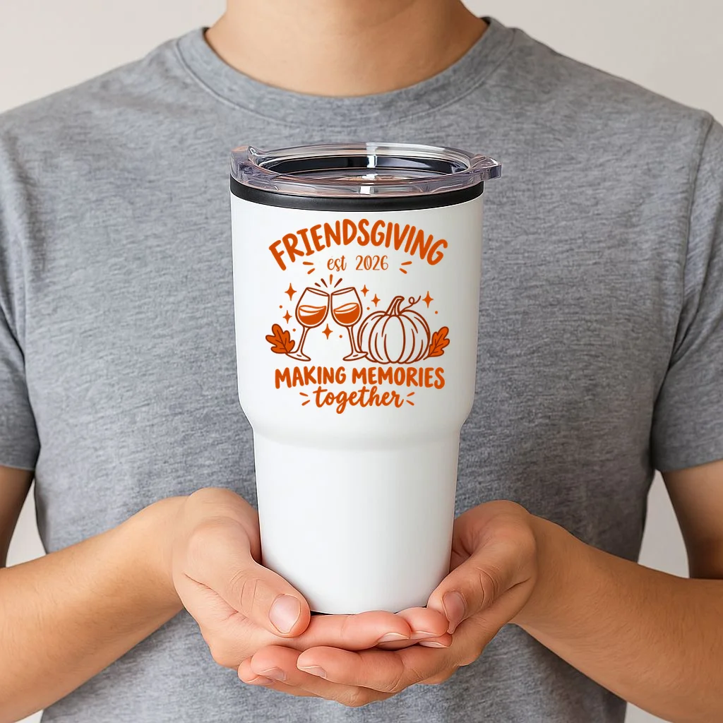 Custom Friendsgiving Shirt - Personalized Friendsgiving Crew 20oz Tumbler - Front 1
