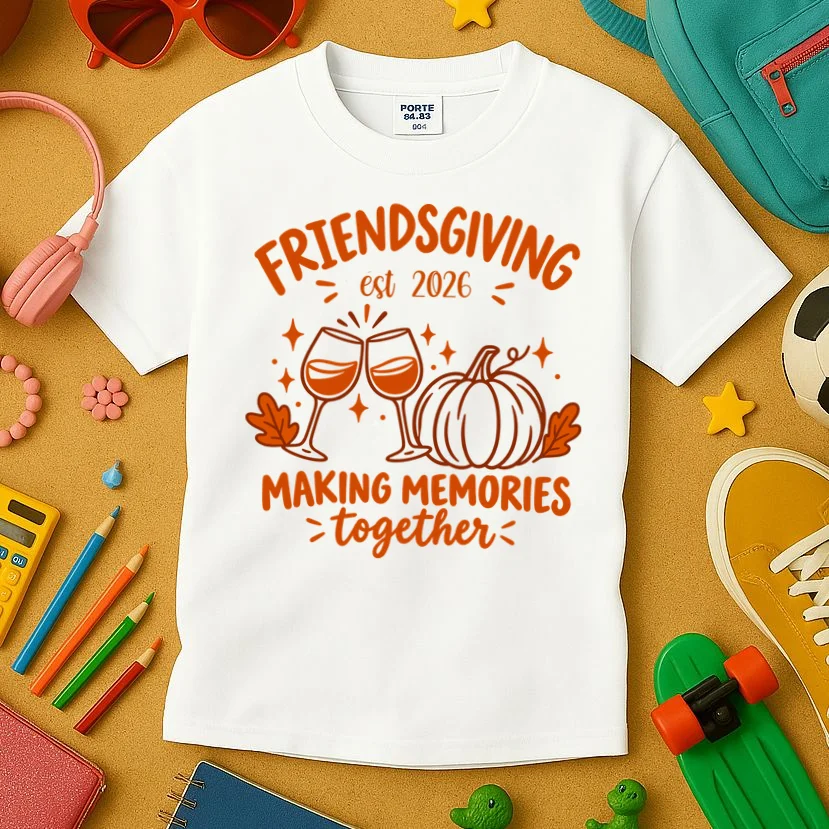 Custom Friendsgiving Shirt - Personalized Friendsgiving Crew Kids T-Shirt - Front 2