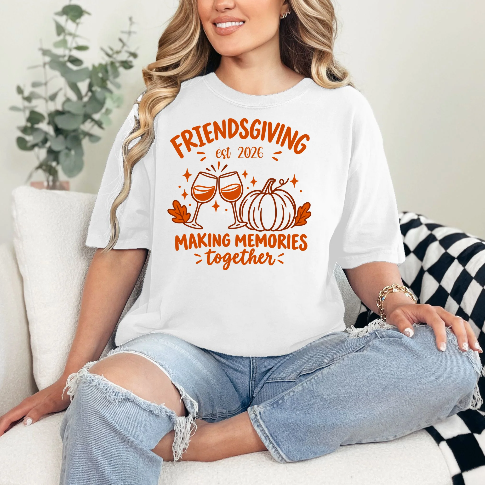 Custom Personalized Friendsgiving Comfort Colors Unisex T-Shirt - Front 1