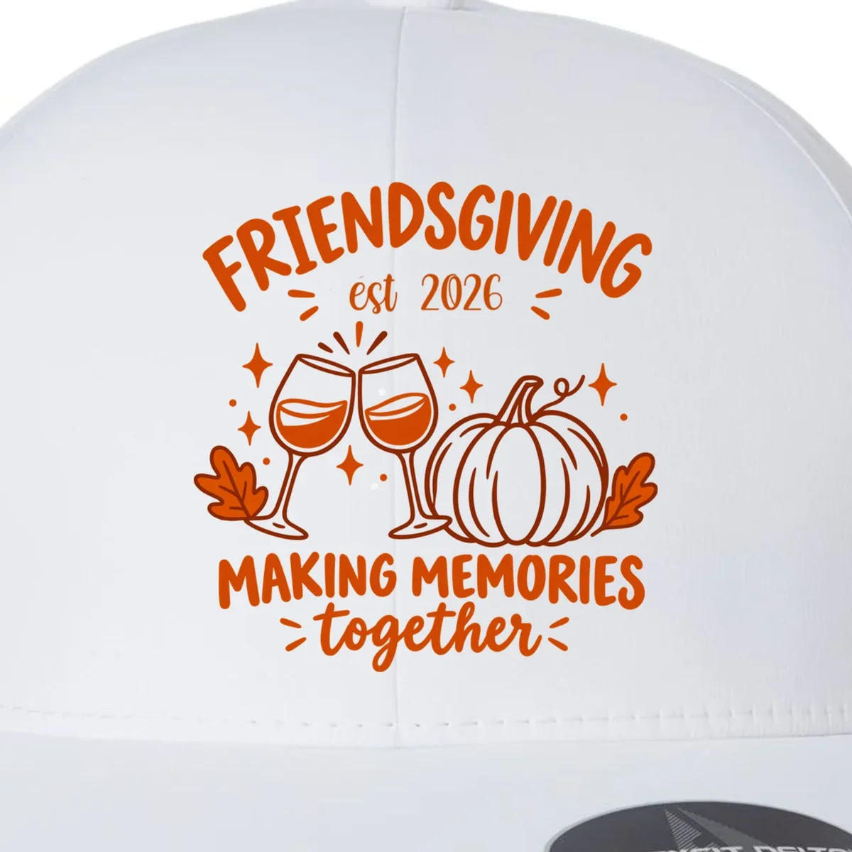 Custom Personalized Friendsgiving Flexfit Men's Snapback Hat - Front - Close-up