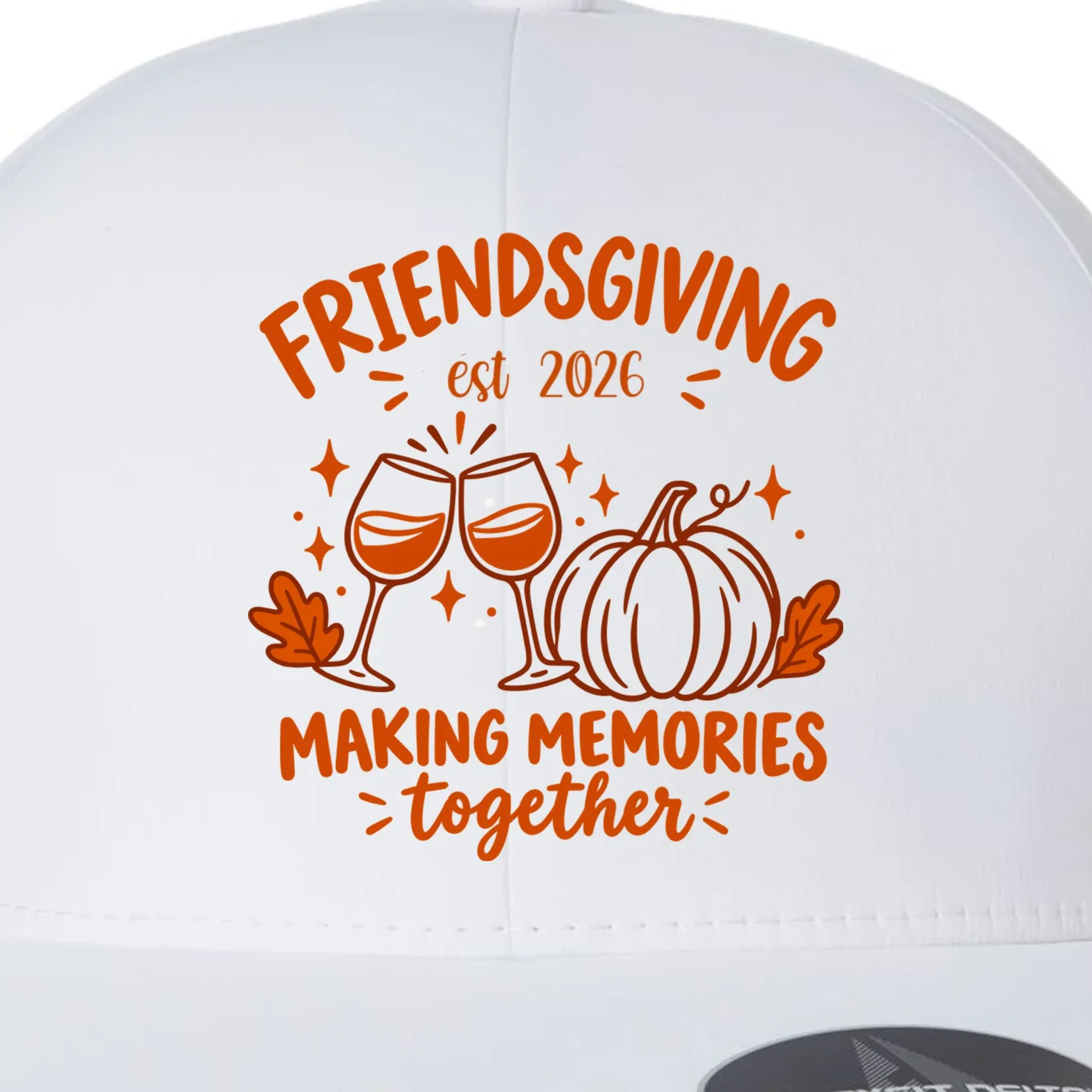 Custom Personalized Friendsgiving Flexfit Men's Snapback Hat - Front - Close-up