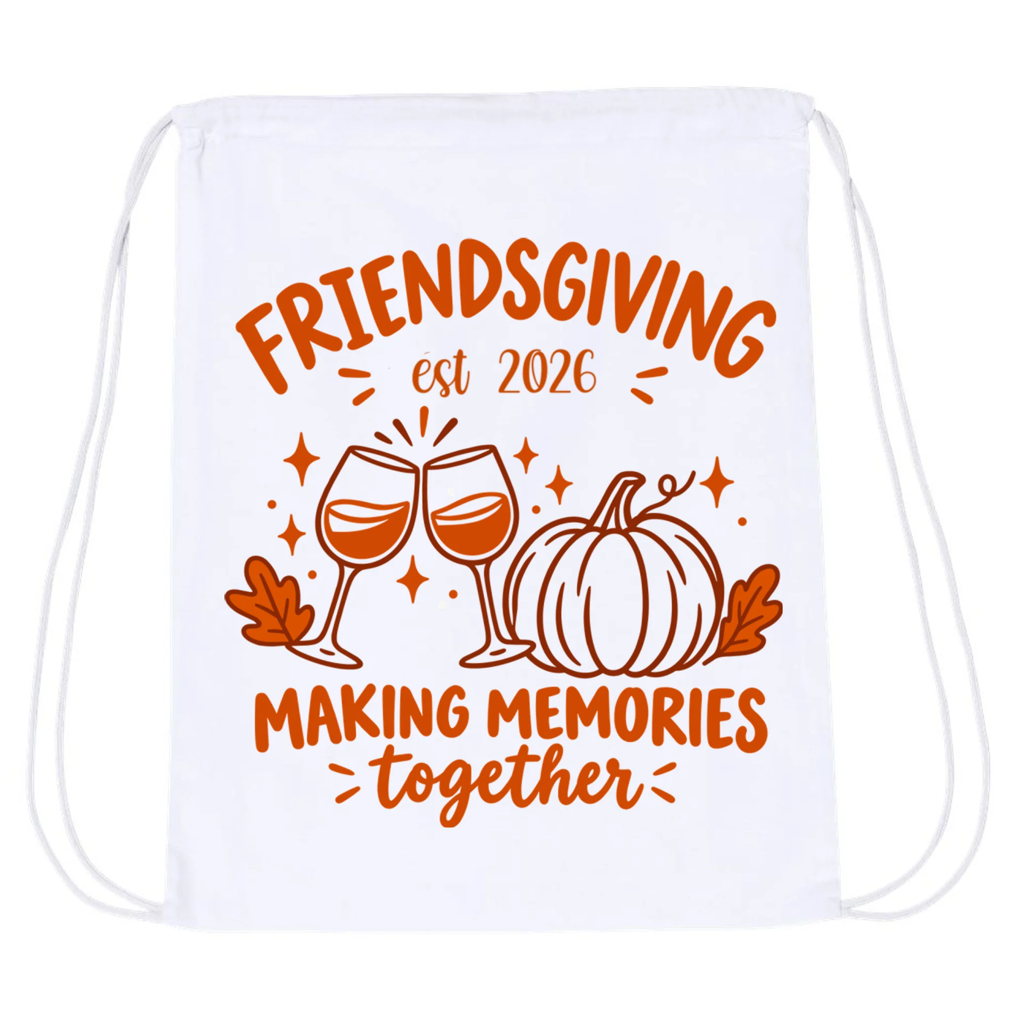Custom Personalized Friendsgiving Drawstring Bag - Front