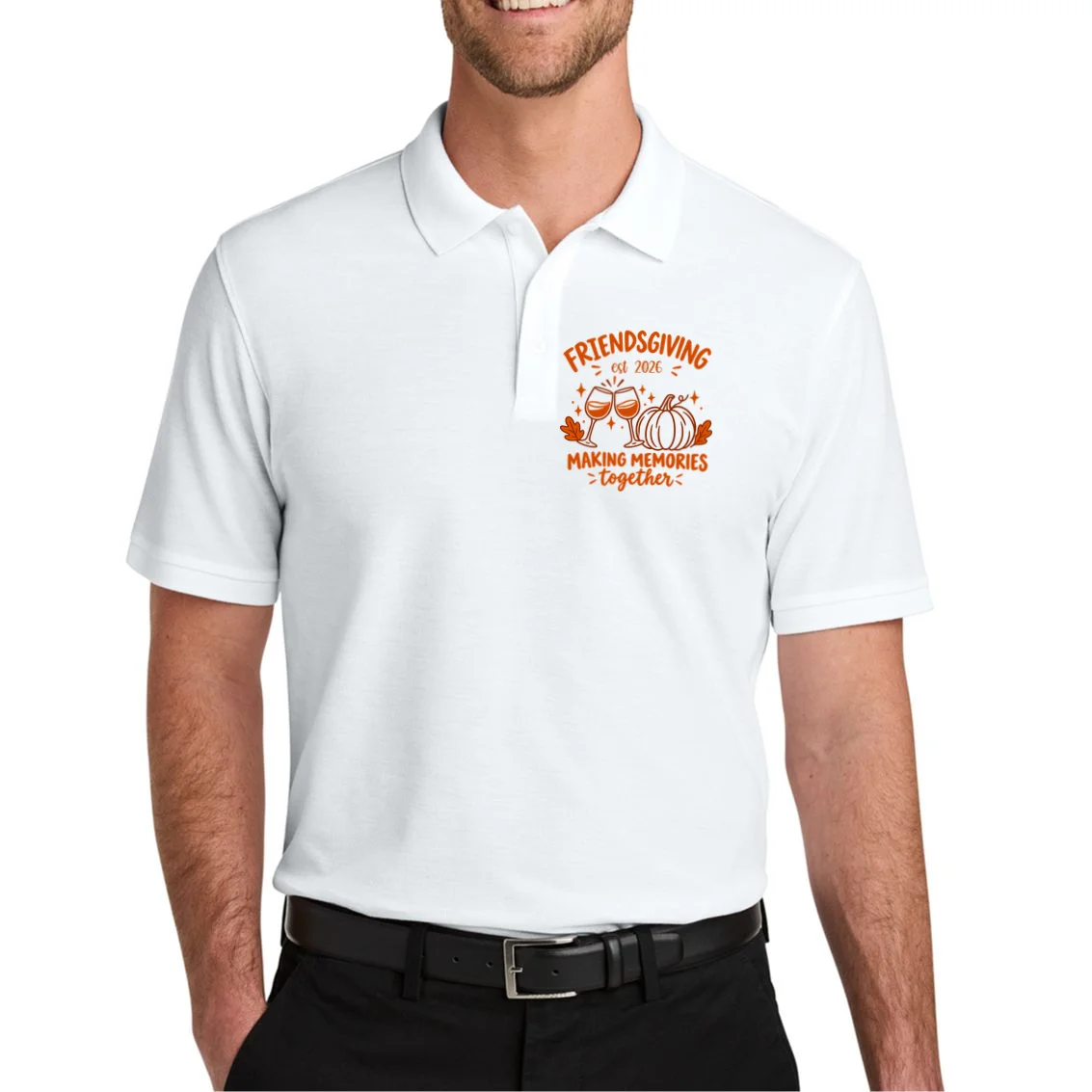 Custom Personalized Friendsgiving Men's Polo - Front 1