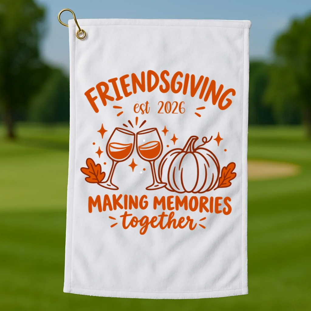 Custom Personalized Friendsgiving Golf Towel - Front 1