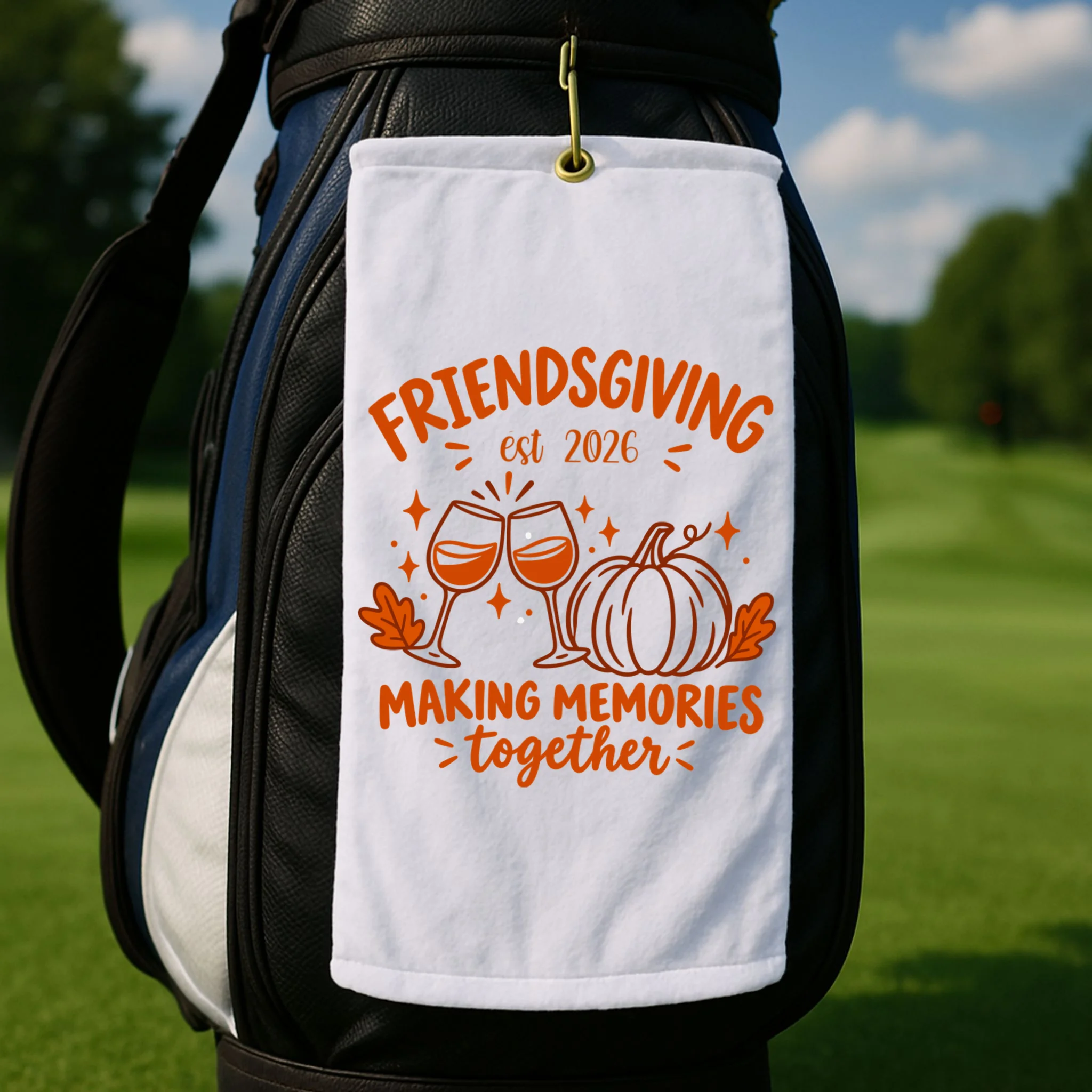 Custom Personalized Friendsgiving Golf Towel - Front 2