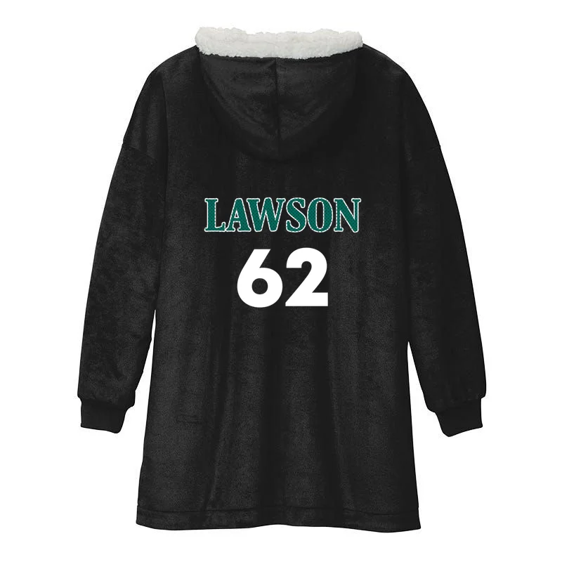 Football Jersey Name & Number – Personalized Player Name Custom Gift Hooded Blanket - Back - Close-up