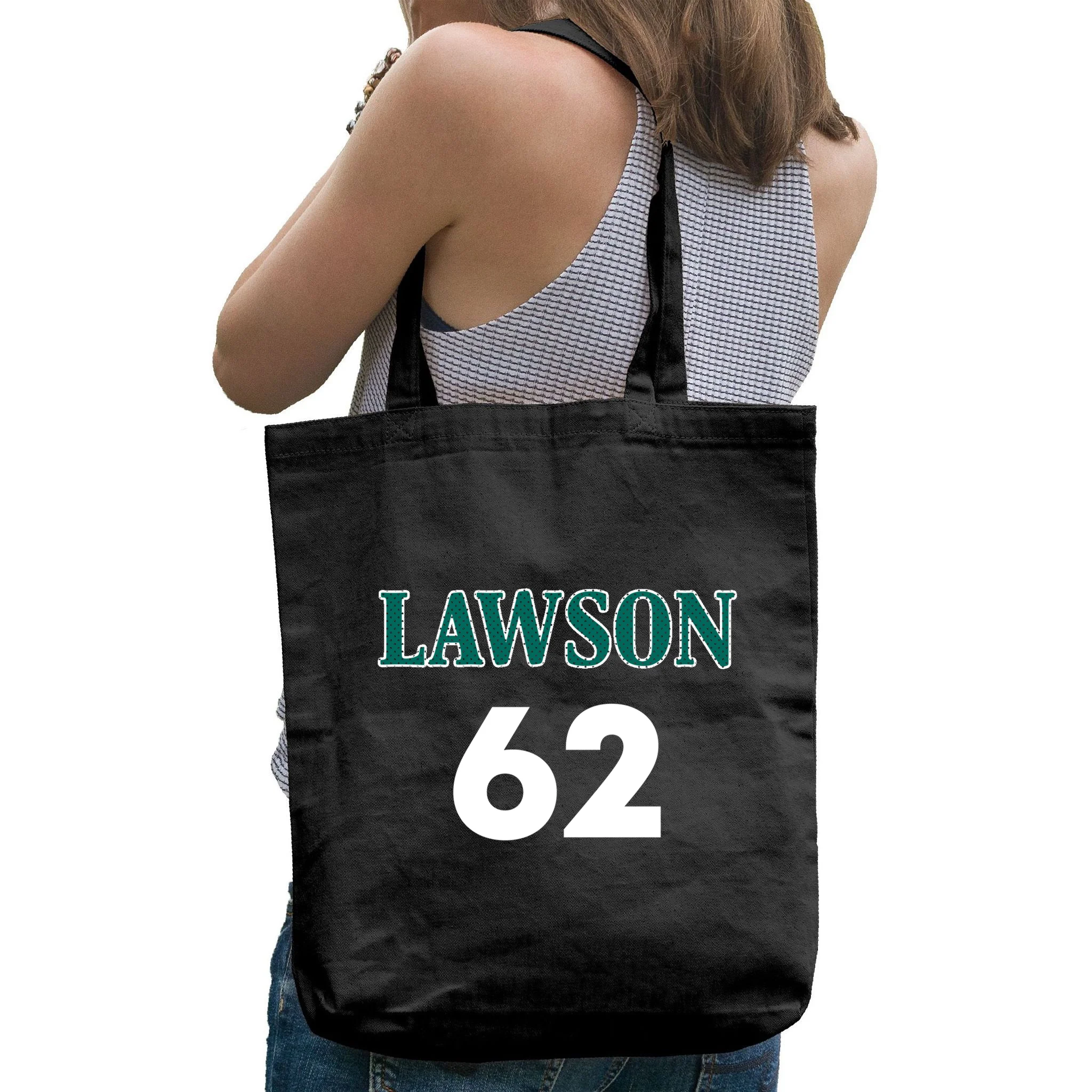 Football Jersey Name & Number – Personalized Player Name Custom Gift Tote Bag - Back - Close-up