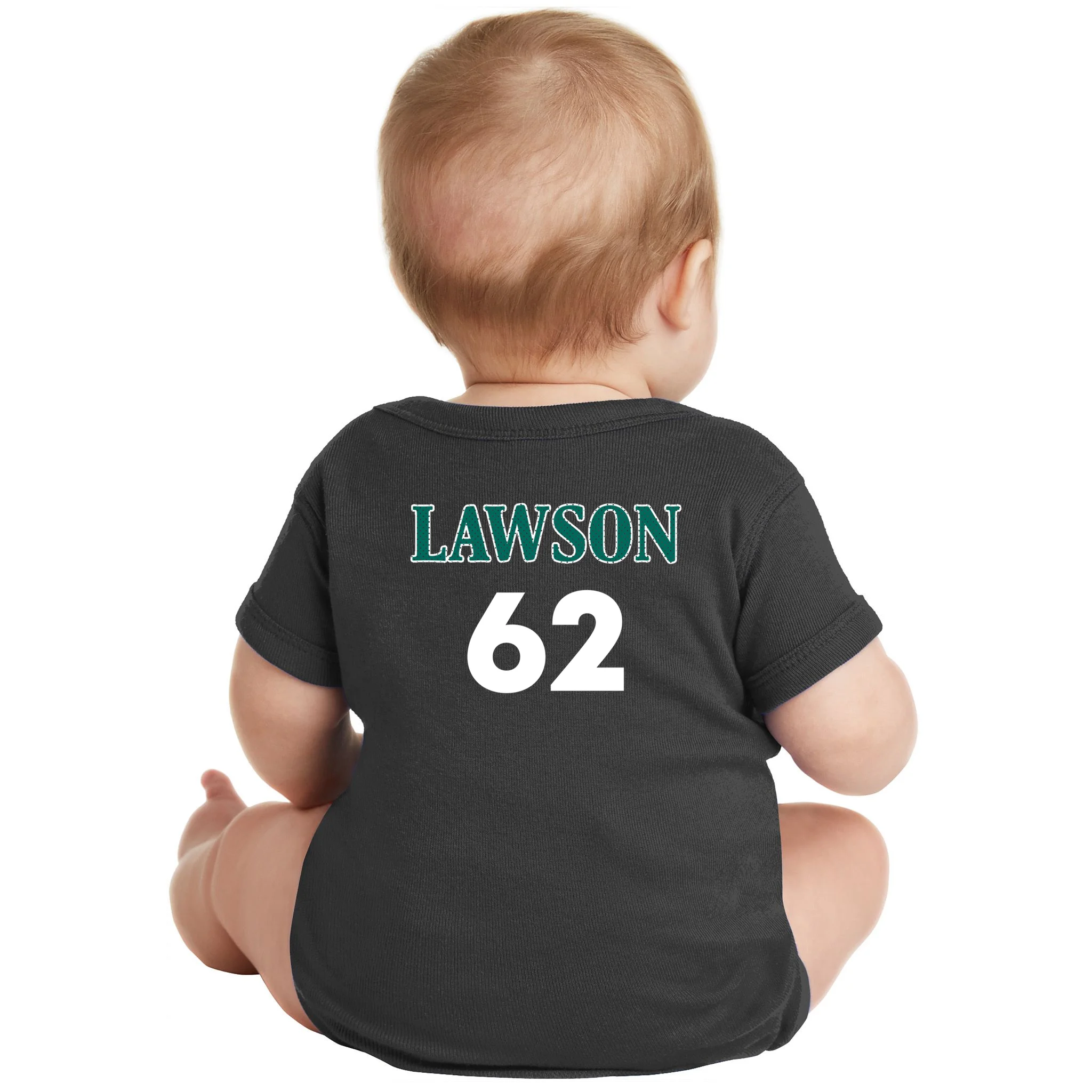 Football Jersey Name & Number – Personalized Player Name Custom Gift Baby Bodysuit - Back - Close-up