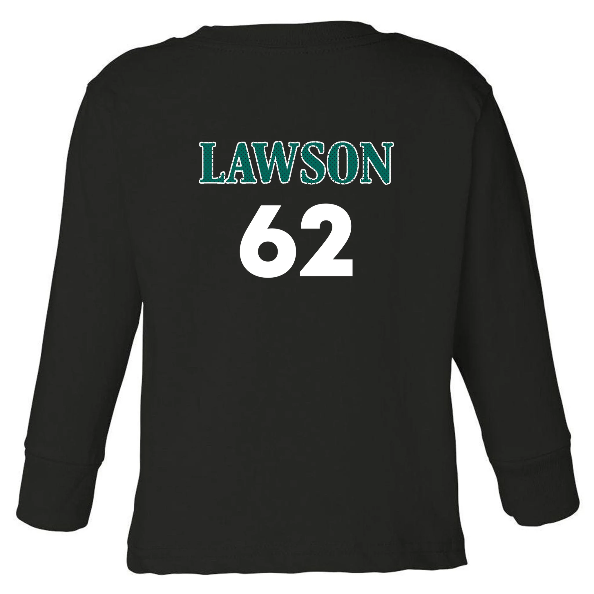 Football Jersey Name & Number – Personalized Player Name Custom Gift Toddler Long Sleeve Shirt - Back - Close-up