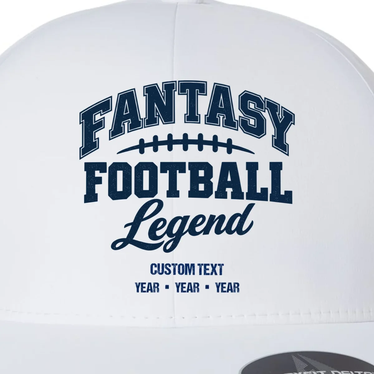 Fantasy Football Legend Personalized Text - Custom Gift Flexfit Men's Snapback Hat - Front - Close-up