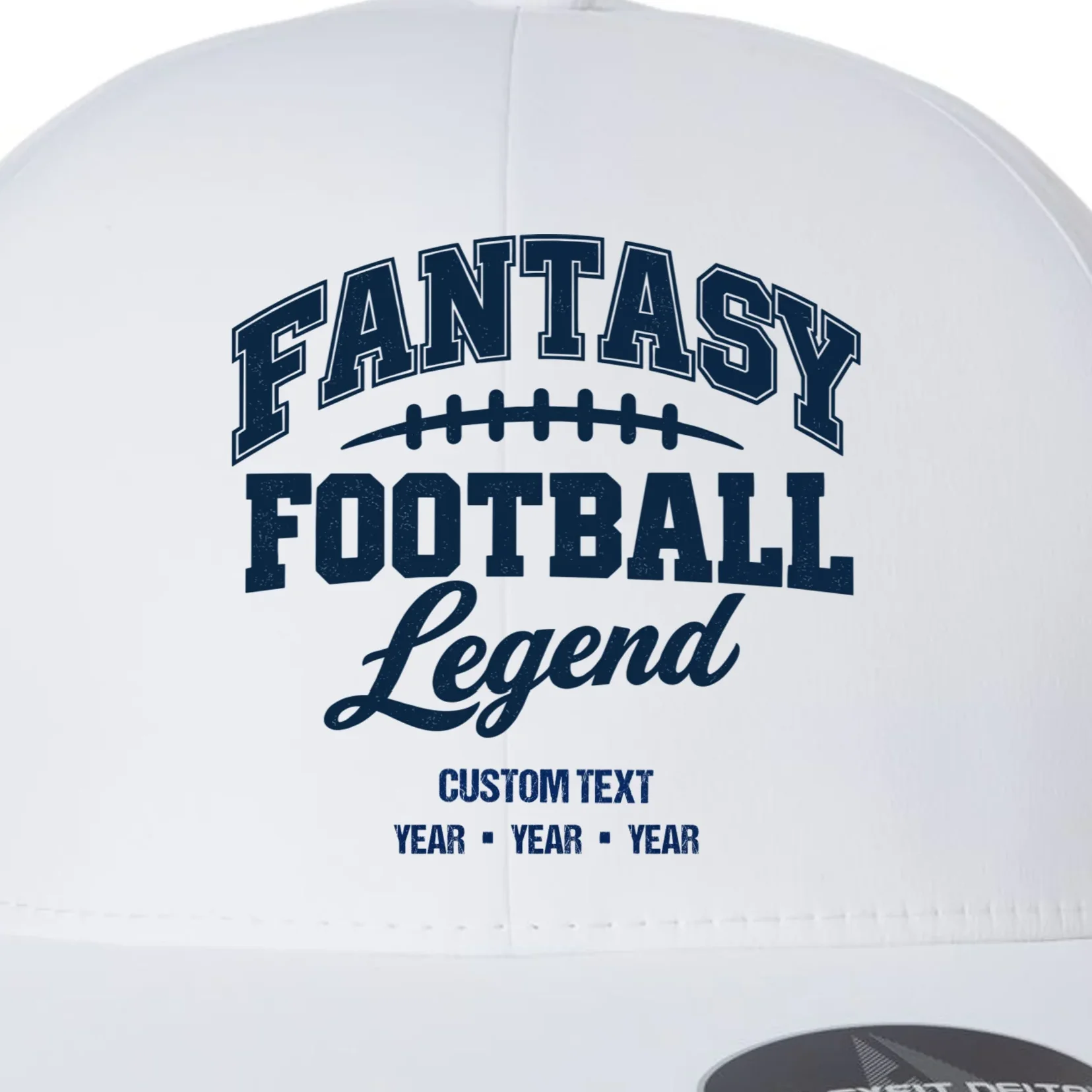 Fantasy Football Legend Personalized Text - Custom Gift Flexfit Men's Snapback Hat - Front - Close-up
